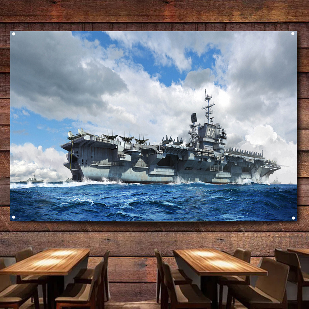 USS John F. Kennedy (CV-67) Aircraft Carrier Prints Art Flag