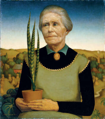 Woman with Plants, 1931 by Grant Wood Fine Art Print Americana 22x19.5