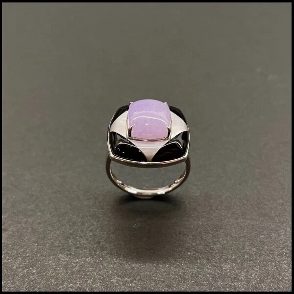 【KATHY JADE】Anillo de jadeíta lavanda esmeralda helada《TALLA EE. UU.: 6.5》《Grado A》 Foto 2 de 3