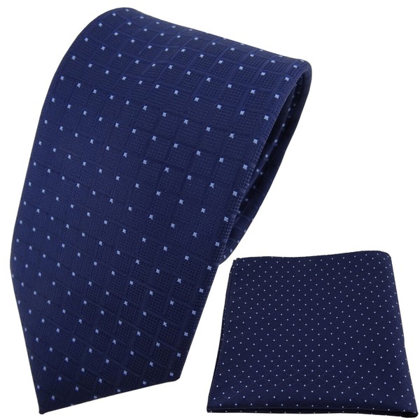 Tigertie Designer Krawatte + Einstecktuch Blau Dunkelblau Hellblau Gepunktet-image