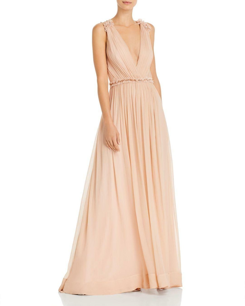 愛様♡BCBG MAXAZRIA マキシドレス Bcbg Max Azria Blush Buff Beige Silk Chiffon Swarovski Crystal