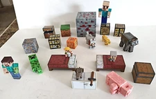 Minecraft LOT of Cubes Animals & 3in Light Up Cube Red & Gray Night Light