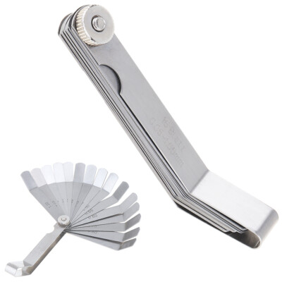 Stainless Steel Gap Metric Filler Feeler Gauge 16pcs Blades Curved 0.05-1.0