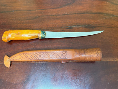 j. marttiini Finland 12'' fishing knife w/ leather sheath & extra Rapala