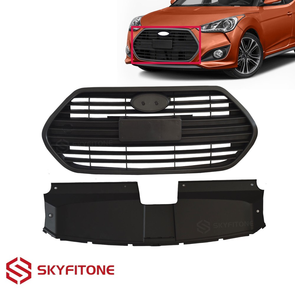 Fits Hyundai Veloster Turbo 2013-17 Front Gille/Front Radiator Cover Matte Black