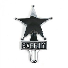 Retro Vintage Safety Star Chromed License Plate Topper Retro Vintage Safety Star Chromed License Plate Topper