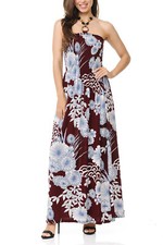 Auliné Collection Womens Shirred Halter Bandeau Tube Sleeveless Long Maxi Dress