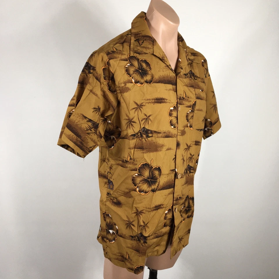 Camisa Hawaiana Psicodélica Vintage Años 70 Delfín de California Talla L Botones Madera Foto 4 de 4