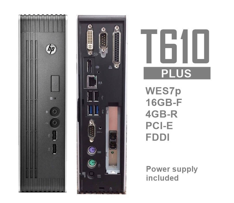 HP t610 PLUS WES7p Thin Client 16GB-F 4GB-R PCI-e Fiber