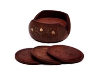 Drink Coasters - Souvnear Rosewood Retro Wood Coaster Set With 6 Round Handma... on sale Drink Coasters - Souvnear Rosewood Retro Wood Coaster Set With 6 Round Handma... on sale