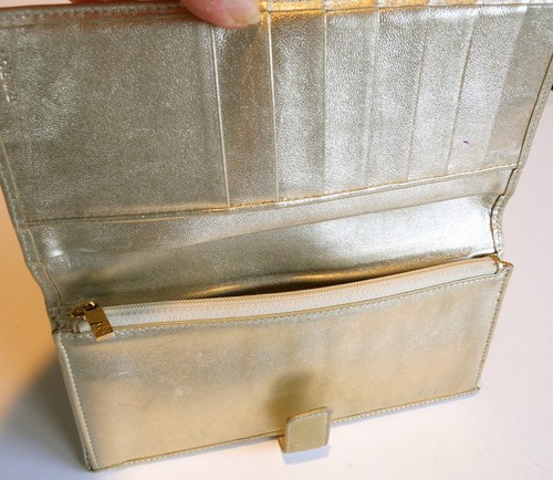 AUTH LOEWE ANAGRAM GOLD SOFT LEATHER LONG BI-FOLD WALLET/COIN PURSE-EX-NEAR MINT - Picture 8 of 10