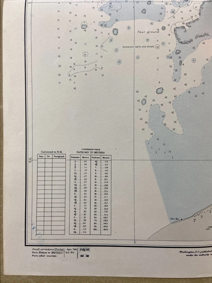Vintage Hydrographic Chart Samoa Group Upolu Mulifanua Anchorage 1943 WW2 - Image 3 of 4