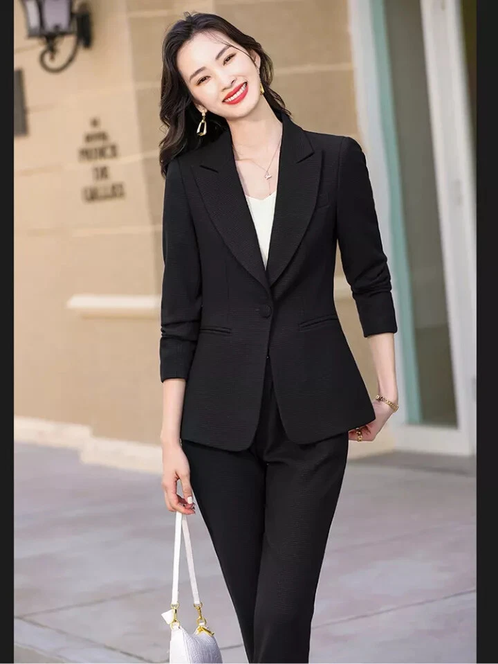 Ensemble veste pantalon noir femme clearance