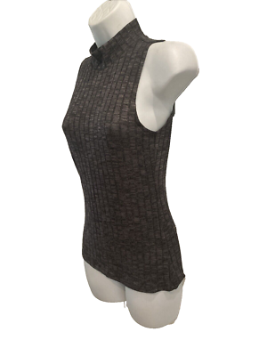 #ad American Dream Top Women Size S Gray Black Stripe Sleeveless High Neck Tank NWOT $15.25