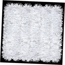 18 Pcs 118 ft Christmas White Tinsel Garland Metallic Twist Artificial