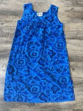 Vintage Ui Maikai Hawaiian Muumuu Tiki Aloha Island Blue Tropical Dress Size M