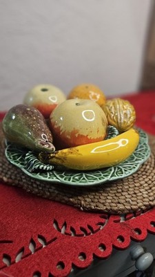 Vintage Majolika gemischt Obst Trompe L'Oeil Vintage französischer Obstteller