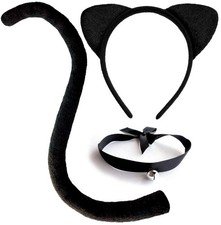 OLYPHAN Cat Costume Accessories - Ears and Tail Set, Black One Size,