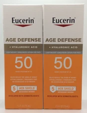 Eucerin Sun Age Defense SPF 50 Face Sunscreen Lotion, 2.5 oz, 04/2026, 2/BOXES
