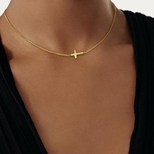Cross Necklace for Women 14K Real Gold Silver Plated Dainty Small Cross Pendant