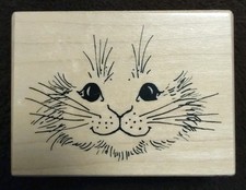 PSX F-1139 KITTEN FACE Wood Mounted Rubber Stamp VINTAGE 1994