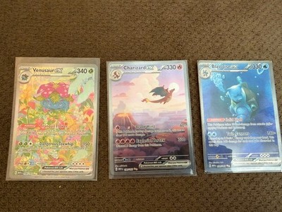 Pokémon 151 Full Art Set: Final Evolution Kanto Starters (Zard, Saur, Blast)