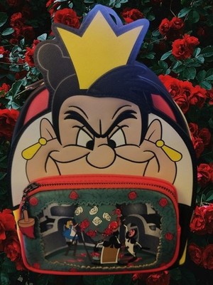 DISNEY LOUNGEFLY QUEEN OF HEARTS MINI BACKPACK BAG NEW ALICE VILLAINS
