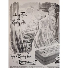 1950 Wake Up Fresh as Spring Air Enjoy a Rest Treatment Mattress Vtg Print Ad
