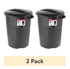  2 Pack Hyper Tough 32 Gal Heavy Duty Trash Can with Click Lock Lid