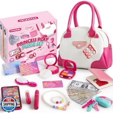 SYNCFUN Play Purse Set for Little Girls, 27 PCS Princess Toy Set with Handbag