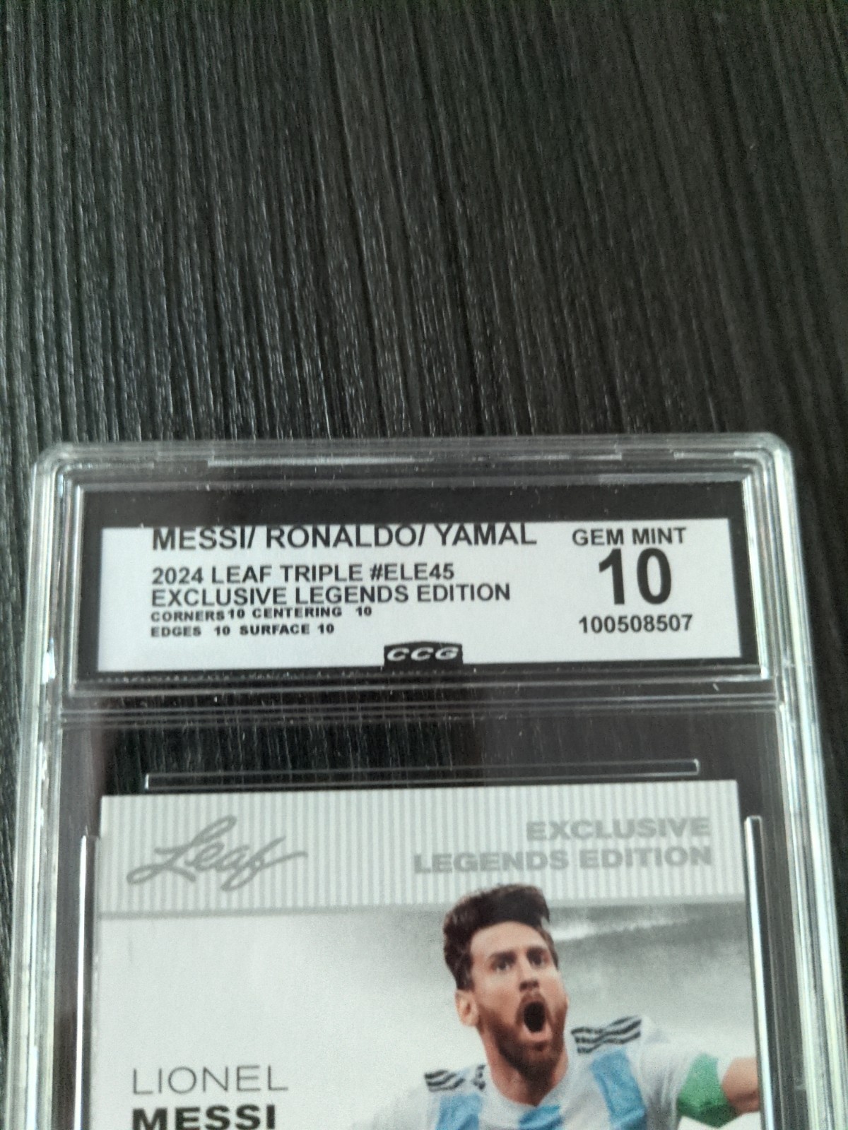 MESSI, MARADONA, YAMAL 2024 LEAF LEG ED ELE 45 GRADED GEN MINT 10 view 2