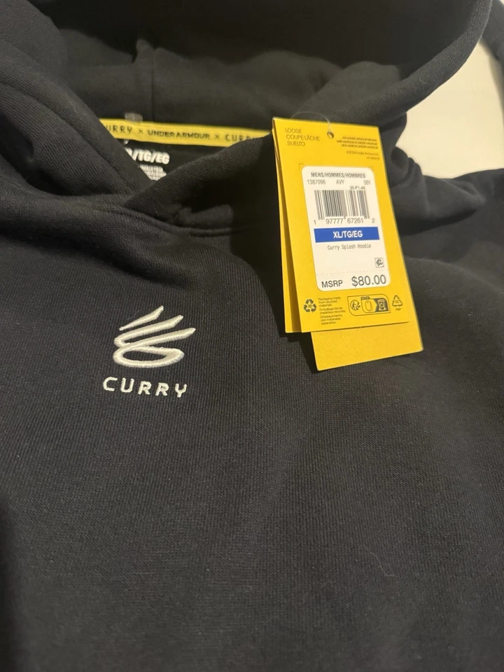 Under Armour Steph Curry 'Splash' Sudadera con Capucha (Negro/Blanco) Resistente, Triple Negro Foto 4 de 4