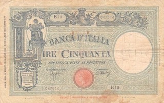 #Banca D Italy 50 Lire 1943 P 65 AF Azzolini & Urbini