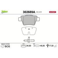 Valeo BremsbelÄGe Satz Hinterachse Passend FüR Peugeot 207 207/207+ | 302689A