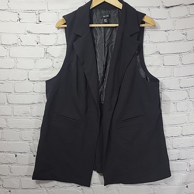 ALYX Sleeveless Blazer Womens Plus 16W Open Vest Black Extra Long New NWT