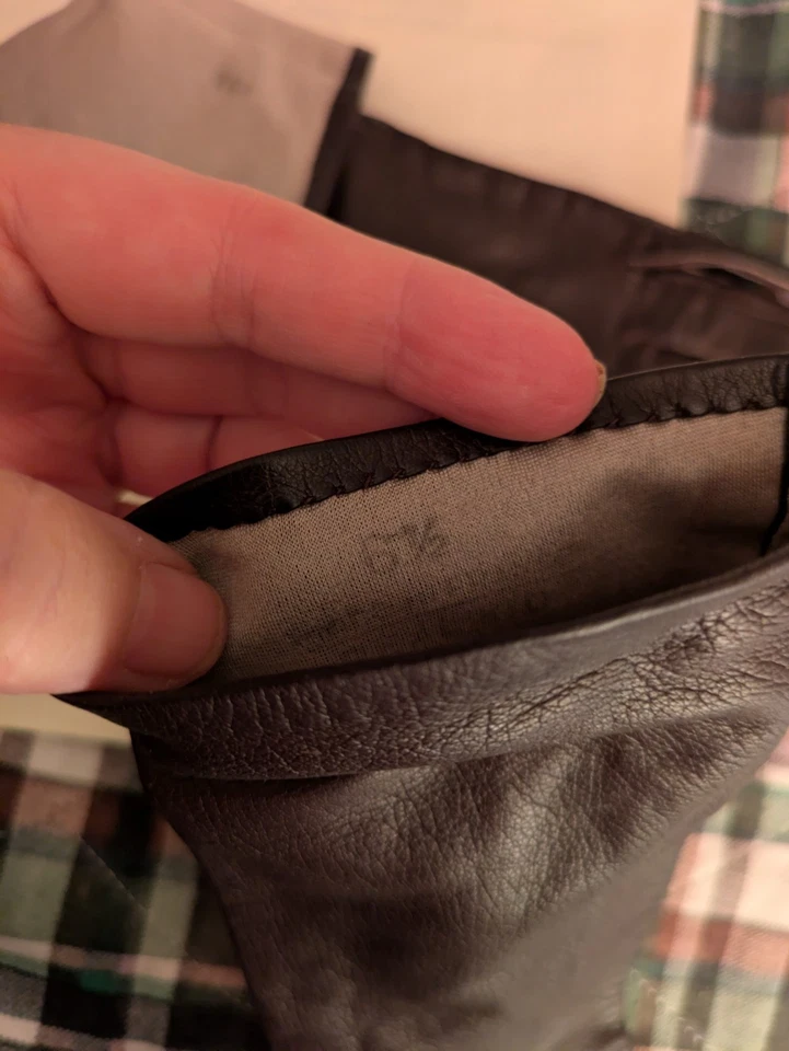 Guantes de cuero 14-1/2" de largo de colección MARRÓN guantes suaves para mujer talla 6-1/4 forrados en seda Foto 4 de 4