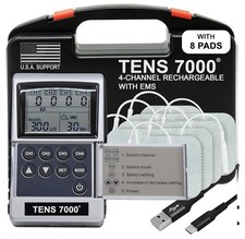 TENS 7000 Pro Rechargeable Tens Unit Muscle Stimulator, 4 Channels, Back Pain...