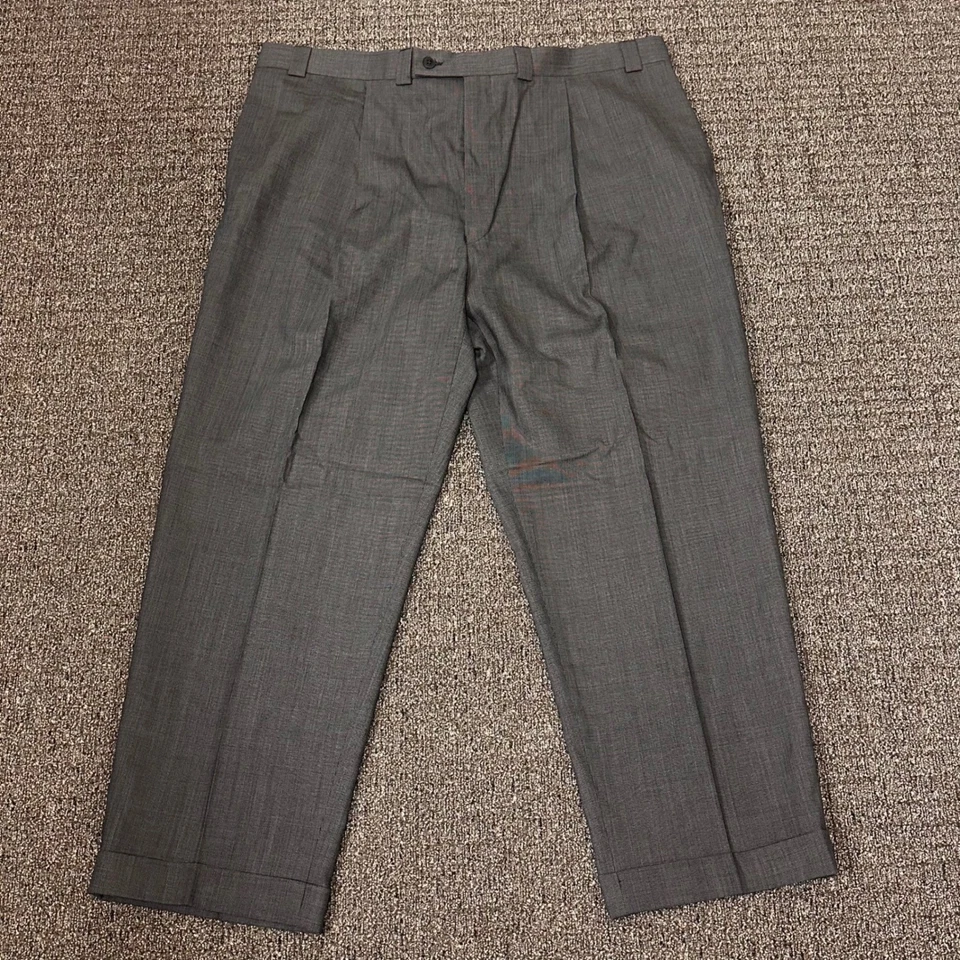 Pantalones de vestir de lana DKNY talla 42x30 plisados con puños pantalones negocios nuevos con etiquetas Foto 2 de 4