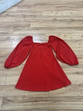ASOS Red Puff Long Sleeve Mini Dress Size 4