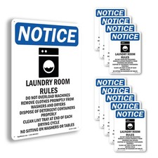 Laundry Room Rules OSHA Notice Sign Metal, Plastic, Or Decal - 5 or 10 Pack
