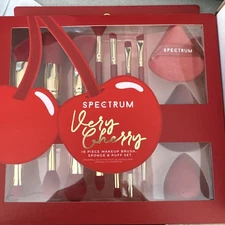 Spectrum Very Cherry Makeup Brush, Sponge and Puff Set, Free Shipping (10 Piece)
