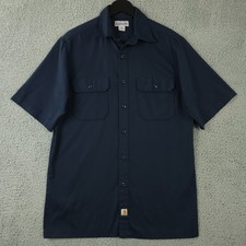 Carhartt Work Shirt Mens M Blue Rugged Professional Series Relaxed Fit Canvas