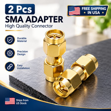 2Pcs SMA Male Plug to SMA Male Plug Straight RF Coaxial Adapter Connector 2X