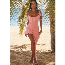 NEW House of CB Marcia French Pink Ruffle Mini Dress Size Large