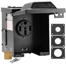 50 Amp 125/250V RV Power Outlet Box, Waterproof Lockable Enclosed Power Panel...