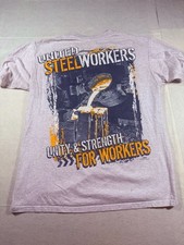 Vintage Pocket Tee United Steelworkers Made in USA Carpenter Light Gray Size XL