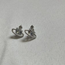 Vivienne Westwood Silver Heart Orb Earrings Clear Crystal Butterfly Back