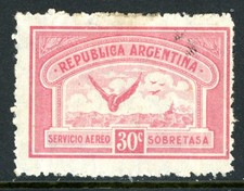 Argentina 1928 Airmail 25¢ Bright Violet Scott #C7 Mint I737