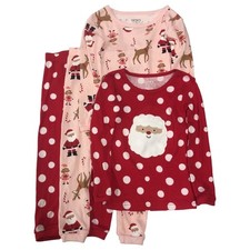 Carters Infant  Toddler 4pc White Santa Claus Pajamas Christmas Sleep Set