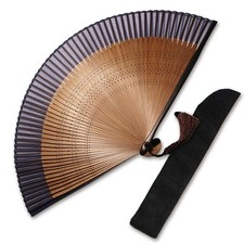 Kyoto Fabric Folding Fan Set for Men   22  cm 8.7" Silk Fan  Bamboo Ribs
